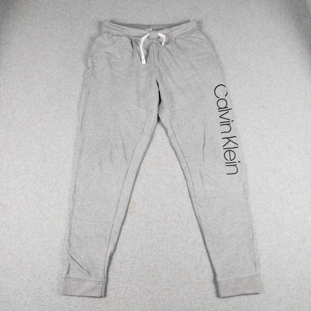 Calvin Klein Sleepwear Sweatpants Womens Small Gray Heathered Tapered Drawstring